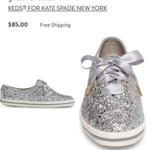 Keds for Kate Spade silver glitter shoe